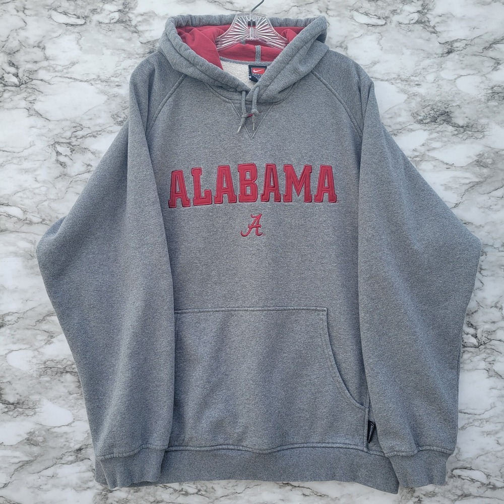 University Of Alabama Team Nike Size Large CENTER SWOOSH Embroidered Hoodie Grey